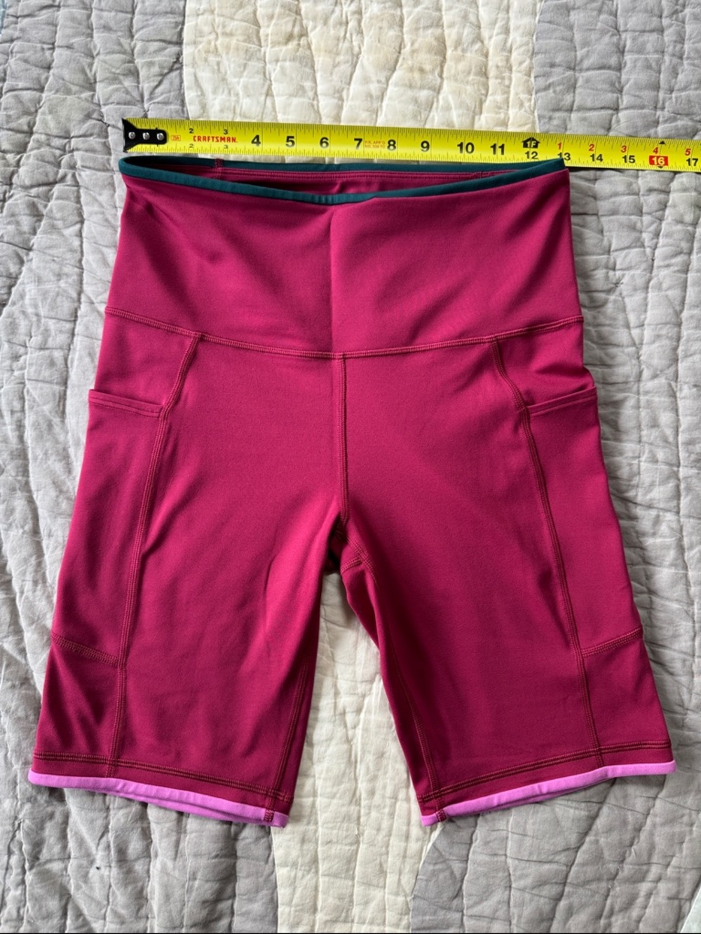 cotopaxi Magenta/Maroon High-Waist Bike Shorts with Side Pockets
